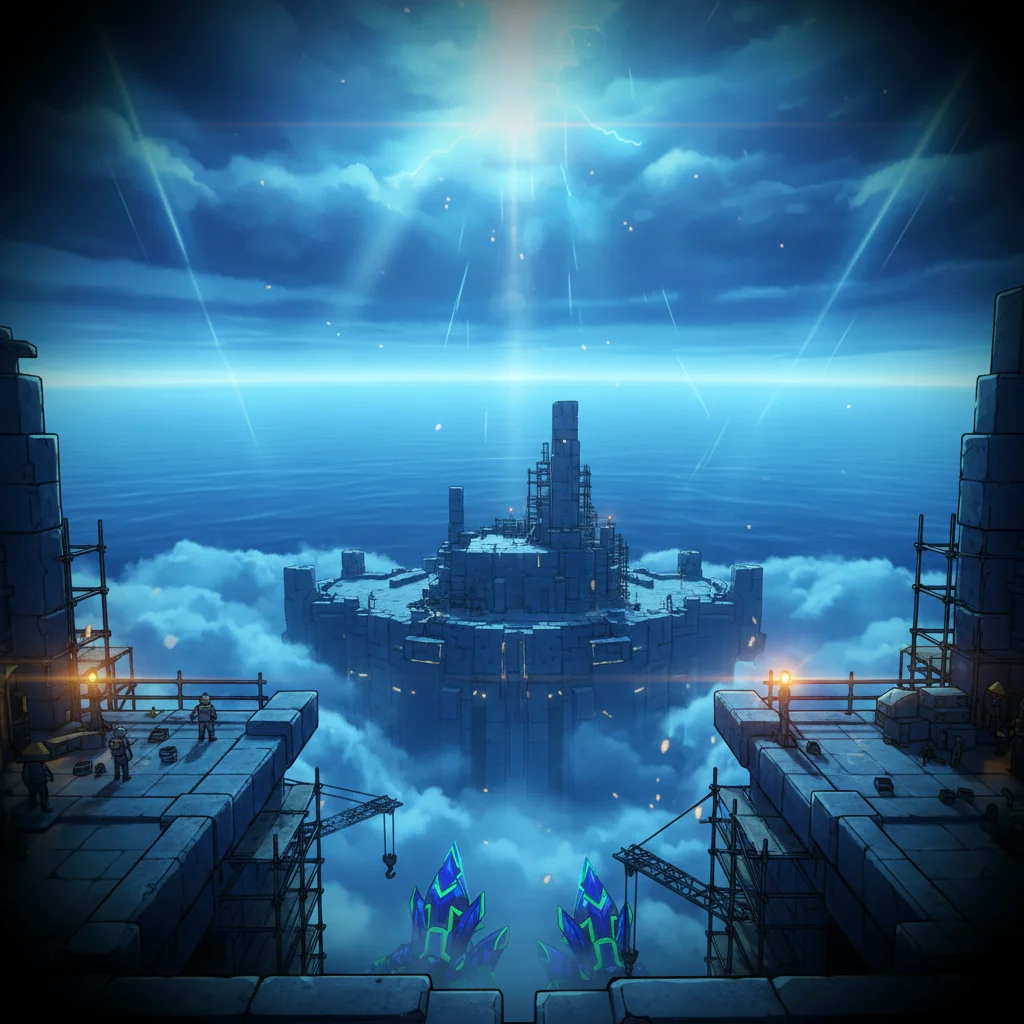Interface de construction montrant les outils de terraformation dans un environnement aquatique